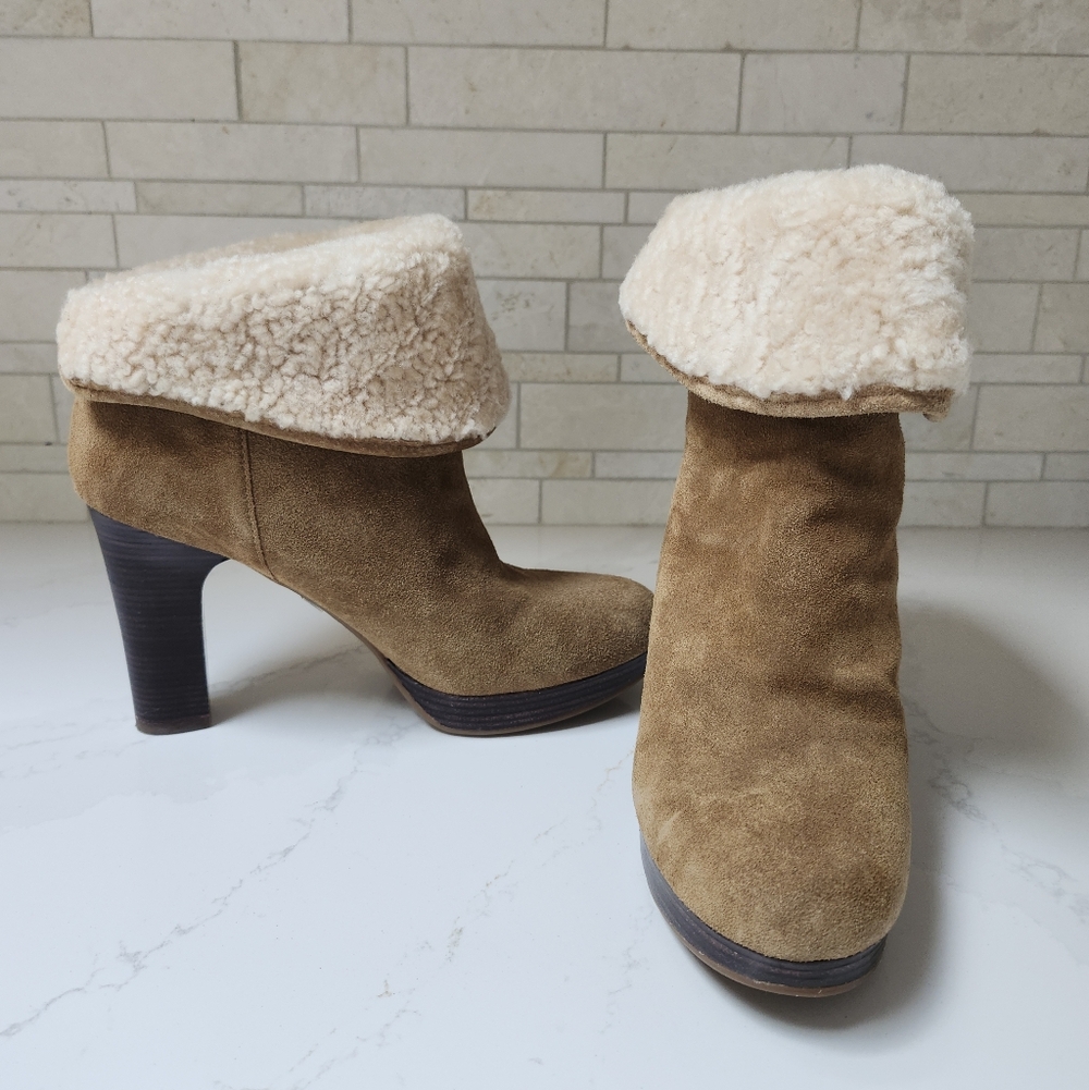 Ugg Australian Nubuck Leather Dandylion Heeled Ankle Booties Size 8.5